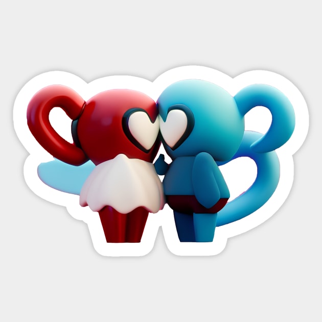 Romantic Anime Couple Kissing Sticker by AIPerfection